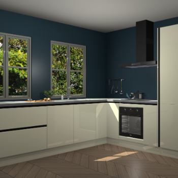 Magnolia hoogglans greeploze  keuken Konin 66036