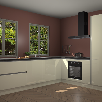 Magnolia hoogglans greeploze keuken Konin 66069