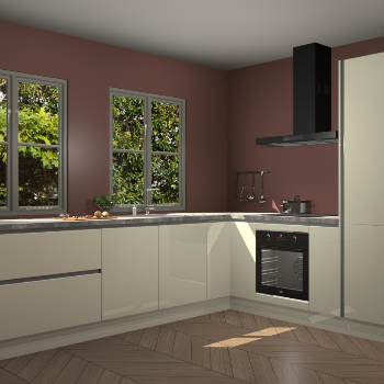 Magnolia hoogglans greeploze keuken Konin 66121