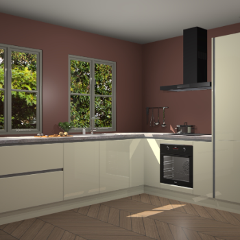 Magnolia hoogglans greeploze keuken Konin 66127