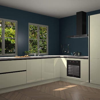 Magnolia hoogglans greeploze  keuken Konin 66130