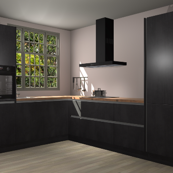 Beton Zwarte greeploze keuken Radom 54593