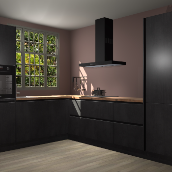 Beton Zwarte greeploze keuken Radom 54596