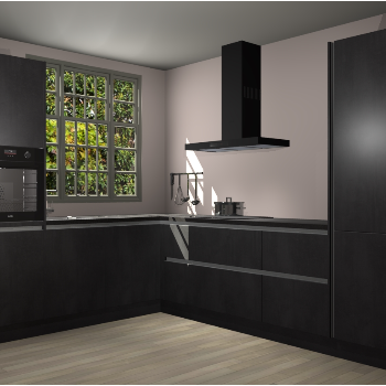 Beton Zwarte greeploze keuken Radom 54966