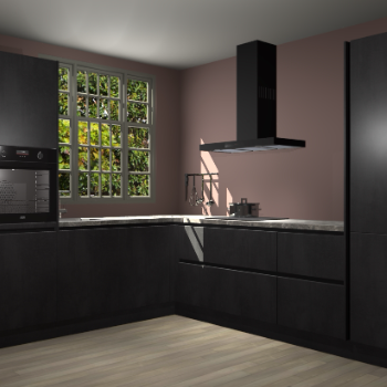 Beton Zwarte greeploze keuken Radom 54982