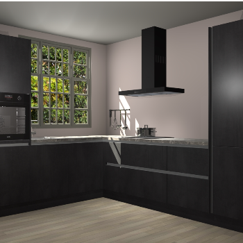 Beton Zwarte greeploze keuken Radom 54967