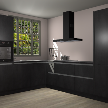 Beton Zwarte greeploze keuken Radom 54969