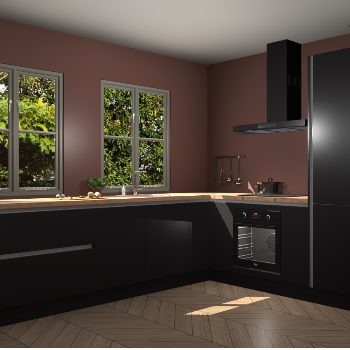 Zwarte greeploze keuken Konin 66738