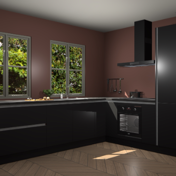 Zwarte greeploze keuken Konin 66823