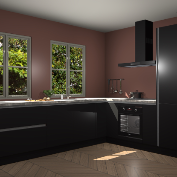 Zwarte greeploze keuken Konin 66831