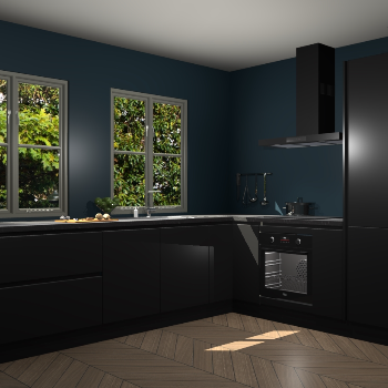 Zwarte greeploze  keuken Konin 66884