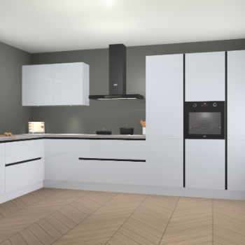 Sneeuwwitte hoogglans greeploze keuken Debrecen 67388