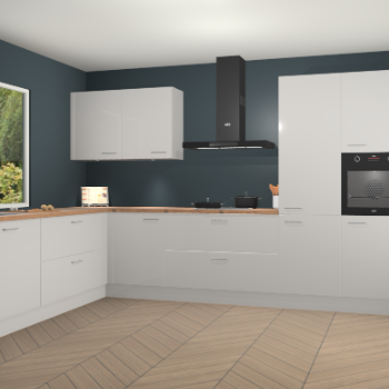 Zijdegrijze hoogglans keuken Debrecen 67460