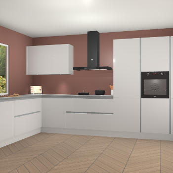 Zijdegrijze hoogglans greeploze keuken Debrecen 67569