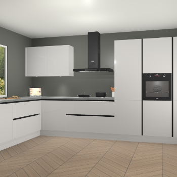 Zijdegrijze hoogglans greeploze keuken Debrecen 67572