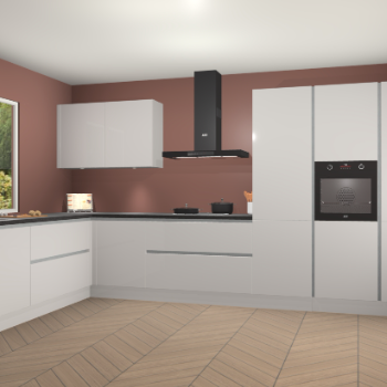 Zijdegrijze hoogglans greeploze keuken Debrecen 67575