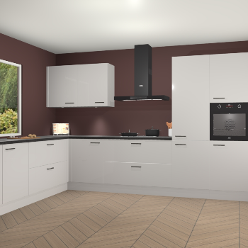 Zijdegrijze hoogglans keuken Debrecen 67577