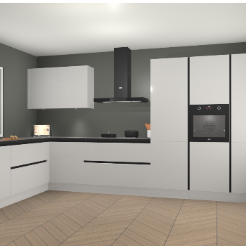 Zijdegrijze hoogglans greeploze keuken Debrecen 67578