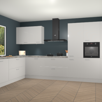 Zijdegrijze hoogglans keuken Debrecen 67580