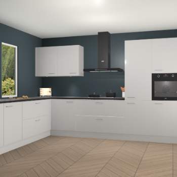 Zijdegrijze hoogglans keuken Debrecen 67574