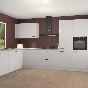 Zijdegrijze hoogglans keuken Debrecen 67589