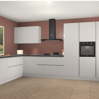 Zijdegrijze hoogglans greeploze keuken Debrecen 67593