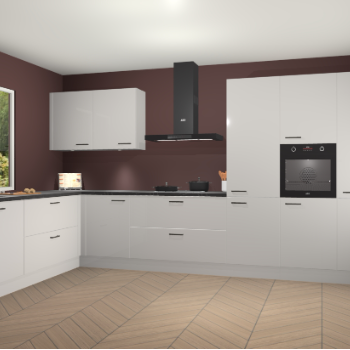 Zijdegrijze hoogglans keuken Debrecen 67595