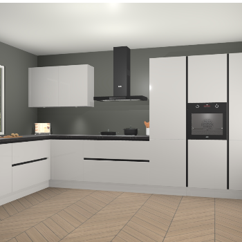 Zijdegrijze hoogglans greeploze keuken Debrecen 67596