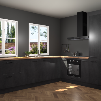 Beton Zwarte keuken Konin 67417