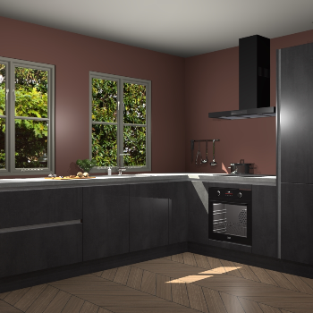 Beton Zwarte greeploze keuken Konin 67435