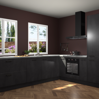 Beton Zwarte keuken Konin 67437