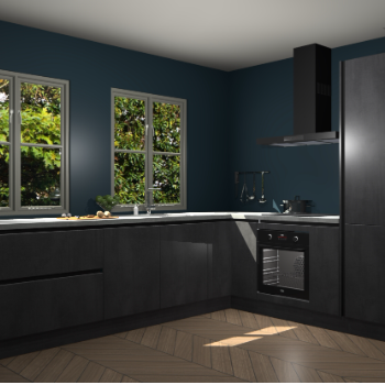 Beton Zwarte greeploze  keuken Konin 67438