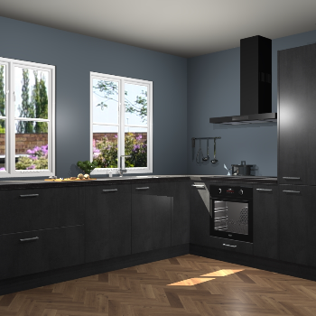 Beton Zwarte keuken Konin 67440