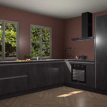 Beton Zwarte greeploze keuken Konin 67441