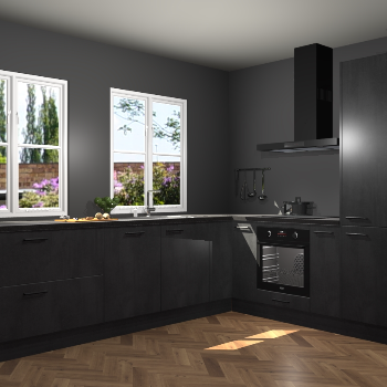 Beton Zwarte keuken Konin 67442