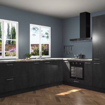 Beton Zwarte keuken Konin 67446