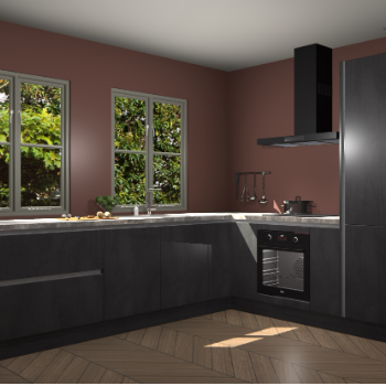 Beton Zwarte greeploze keuken Konin 67447