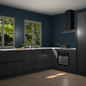 Beton Zwarte greeploze  keuken Konin 67450