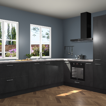 Beton Zwarte keuken Konin 67452