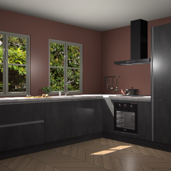 Beton Zwarte greeploze keuken Konin 67453