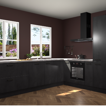 Beton Zwarte keuken Konin 67455