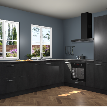 Beton Zwarte keuken Konin 67459