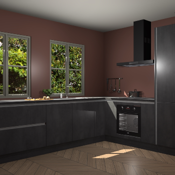 Beton Zwarte greeploze keuken Konin 67461