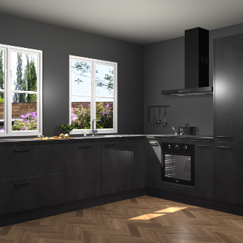 Beton Zwarte keuken Konin 67612