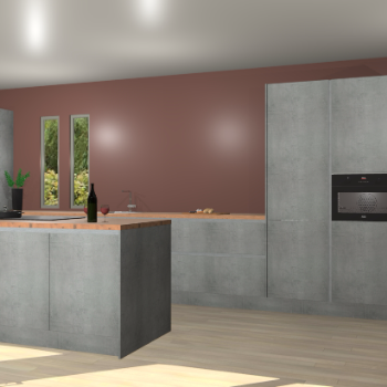 Beton parelgrijs greeploze keuken Krakor 79011