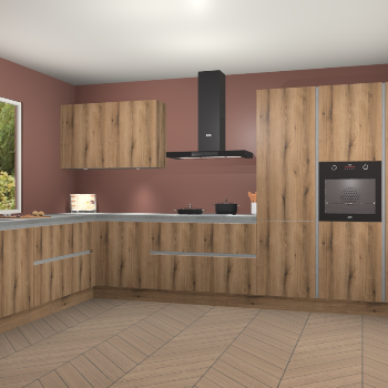 Goud Eiken greeploze keuken Debrecen 68037