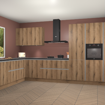 Goud Eiken greeploze keuken Debrecen 68044