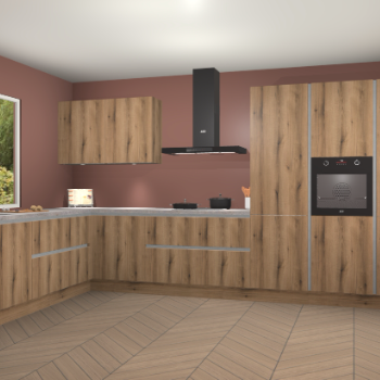 Goud Eiken greeploze keuken Debrecen 68056