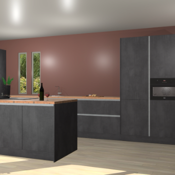 Beton zwarte greeploze keuken Krakor 79281