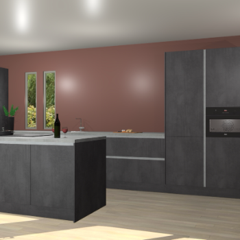 Beton zwarte greeploze keuken Krakor 79290